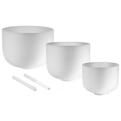 432 Hz Crystal Singing Bowls – 3-Piece Pure Harmony Set (8” F4, 10” D4, 12” C4)