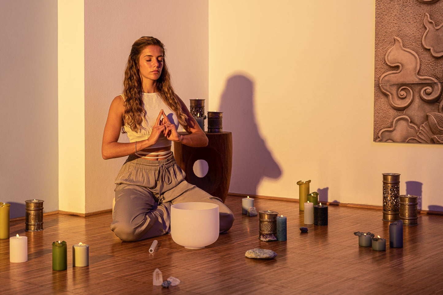 432 Hz Crystal Singing Bowl Chakra Set - 7 Pure White Quartz Bowls (8"–14")