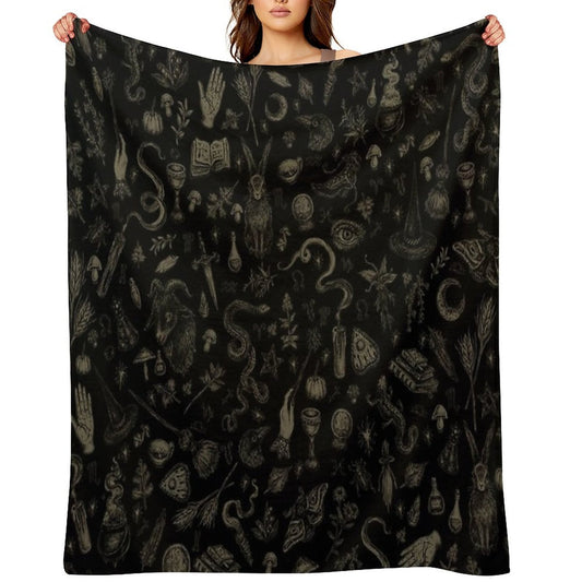 Just Witch Things (black And Beige) Throw Blanket