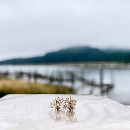 Rose Gold Herkimer Diamond Studs by Saressa