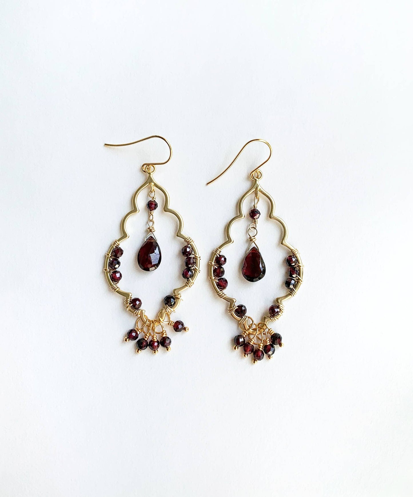 Moroccan Garnet Chandelier Earrings