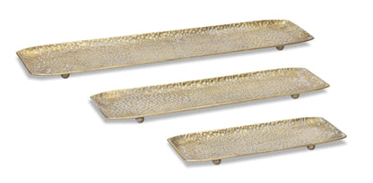 Decorative Gold Trays in Hammered Metal (Set of 3)