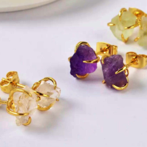 Healing crystal stud earrings | Raw crystals