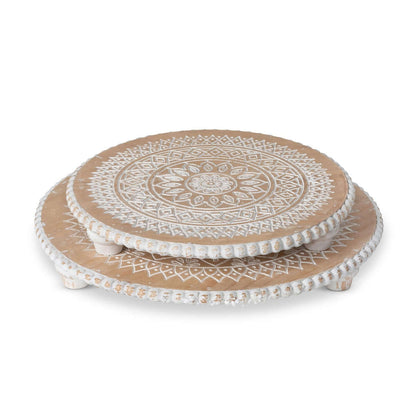 Dreamcatcher Wooden Risers with Whitewashed Mandala Design