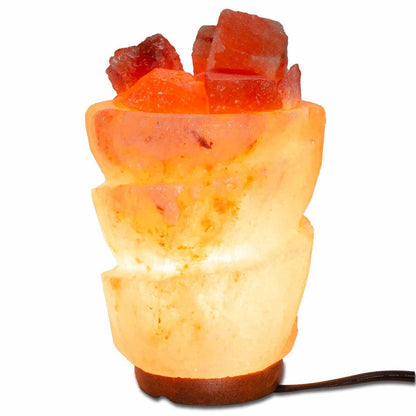 Funnel w/ Chunks Salt Lamp  - 9.5" avg. - Cord, Bulb, Dimmer