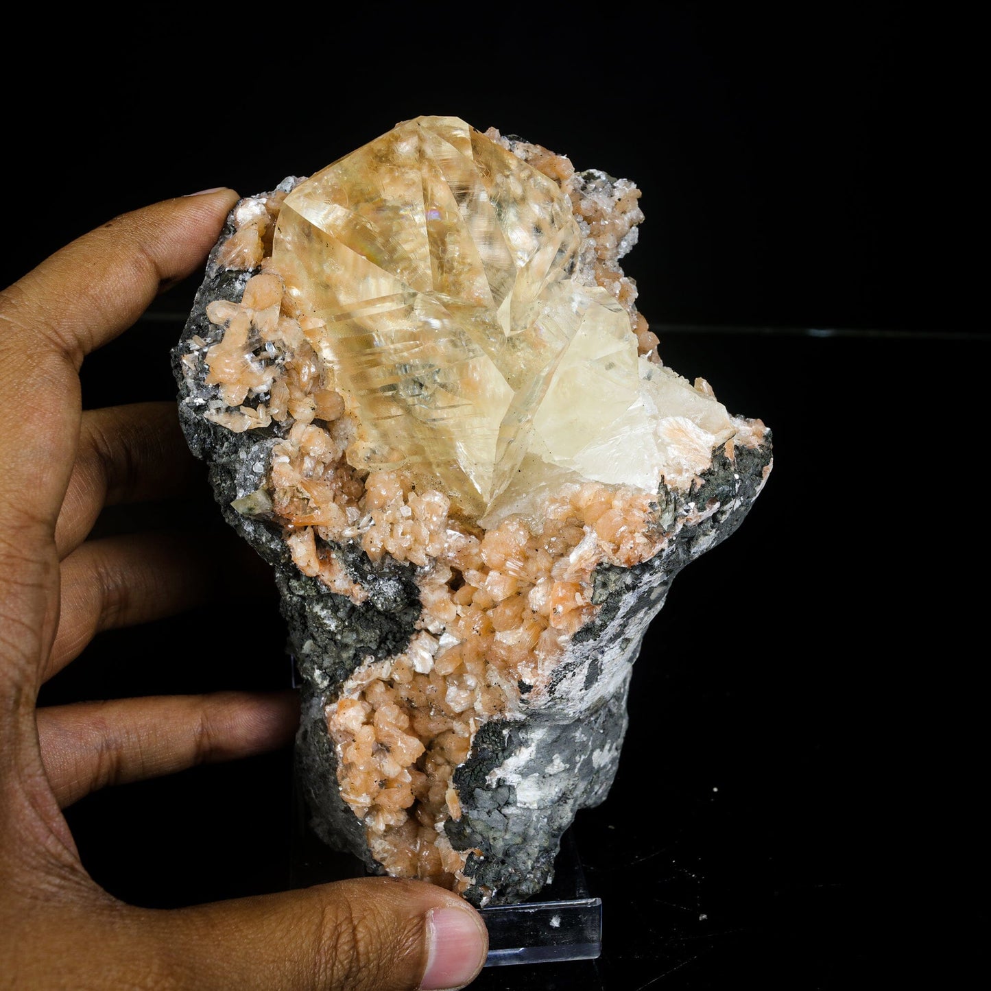 Extremely Rare Calcite with Stellerite Natural Mineral Specimen # B 7047