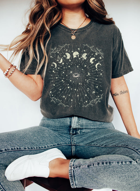 Moon Phases and Stars - Comfort Colors Tshirt
