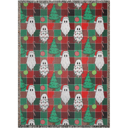 50x60” Christmas ghosts Woven Blanket with Christmas decor for holiday season. Clearance