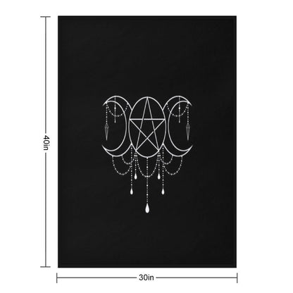 Triple Moon Goddess Pentacle Throw Blanket