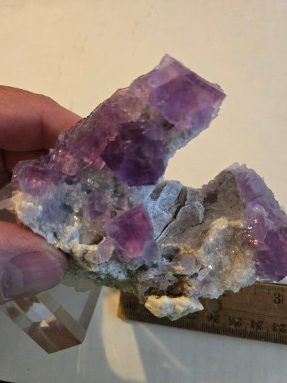 Purple Fluorite “Rabbit Ears” – 3 Inch Crystal from Berbes Mine, Spain