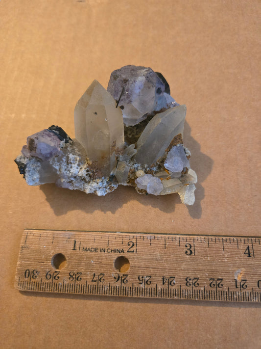 Fluorite, Schorl Tourmaline, Quartz Cluster