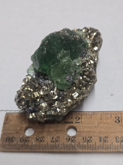 Fluorite with Pyrite – "The Leprechaun Stone" | 2" Specimen from Peru