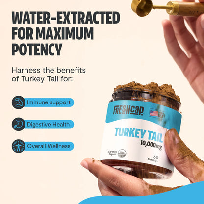 Turkey Tail Mushroom Extract Powder – 10,000mg Immune & Digestive Support