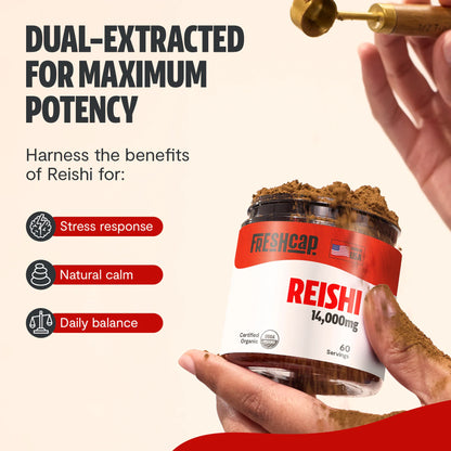 Reishi Mushroom Extract Powder – 14,000mg Dual-Extract Relaxation Blend