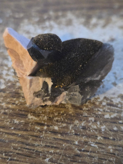 Goethite on smoky quartz