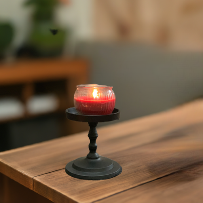 Vibhsa Pillar Candle Holder - Matte Black (4.5"H)