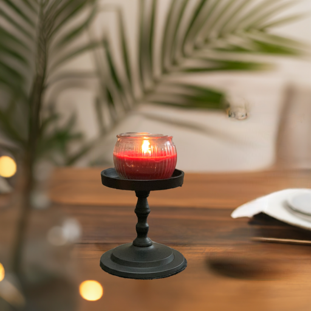 Vibhsa Pillar Candle Holder - Matte Black (4.5"H)
