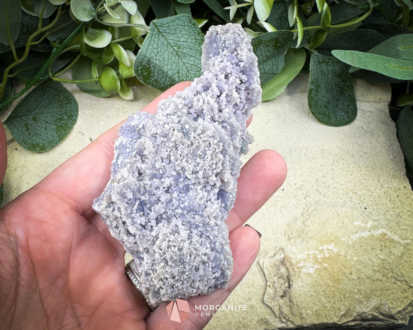 Grape Agate Cluster Specimen 128g – Natural Purple Botryoidal Chalcedony for Meditation & Healing Decor