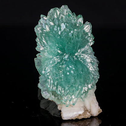 Green Apophyllite Bow with Stilbite Natural Mineral Specimen  # B 6843