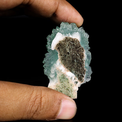 Green Apophyllite Bow with Stilbite Natural Mineral Specimen  # B 6843