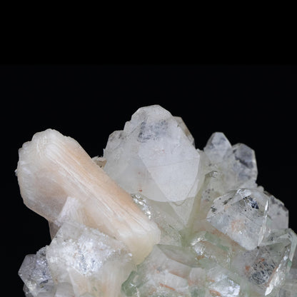 Green Apophyllite Cluster with Large Stilbite Formations - #B8