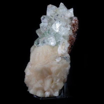 Green Apophyllite Cluster with Large Stilbite Formations - #B8