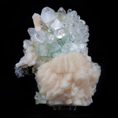 Green Apophyllite Cluster with Large Stilbite Formations - #B8