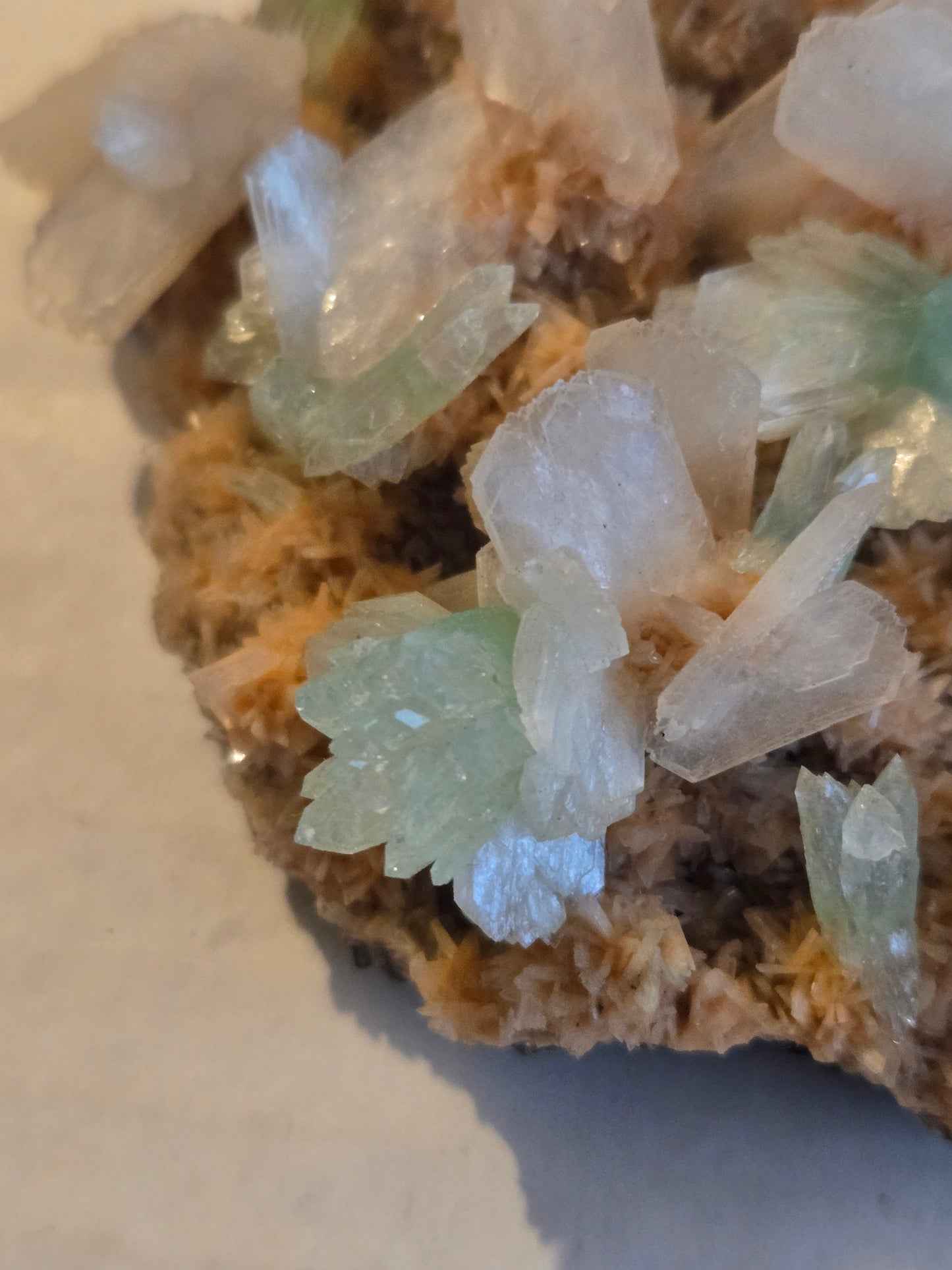 Green Apophyllite (Fluorapophyllite) with Stilbite – 2.5-3" Terminated Crystal Specimen from India