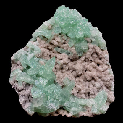 Green Apophyllite Sparkling Crystals on Heulandite Cluster # Q2