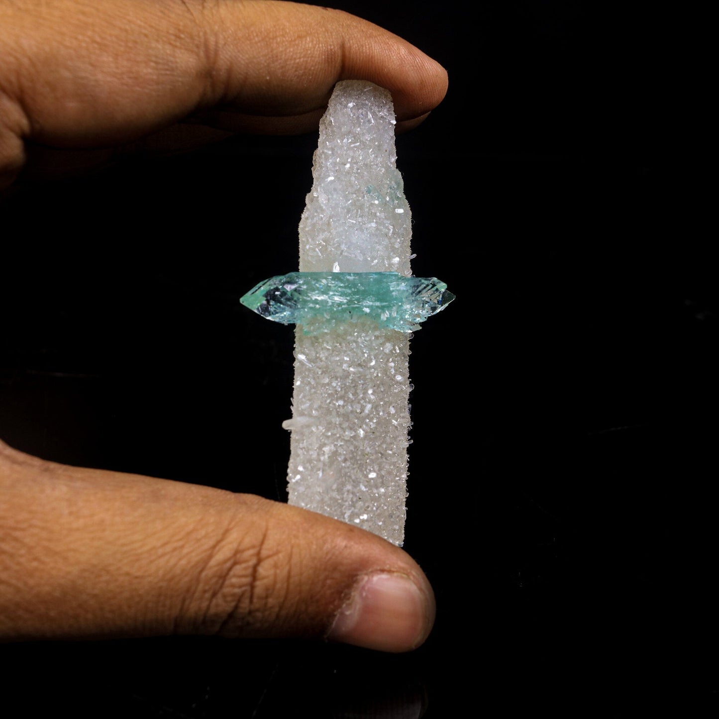 Green Apophyllite with Coated Calcite Rare Bat Formation Natural Mineral Specimen  # B 6995