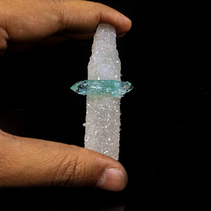 Green Apophyllite with Coated Calcite Rare Bat Formation Natural Mineral Specimen  # B 6995