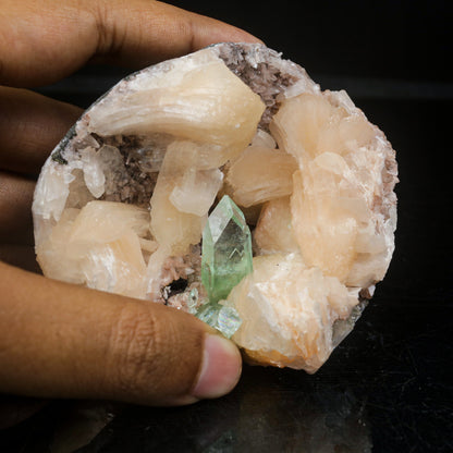 Green Apophyllite With Stilbite Natural Mineral Specimen # B 7057