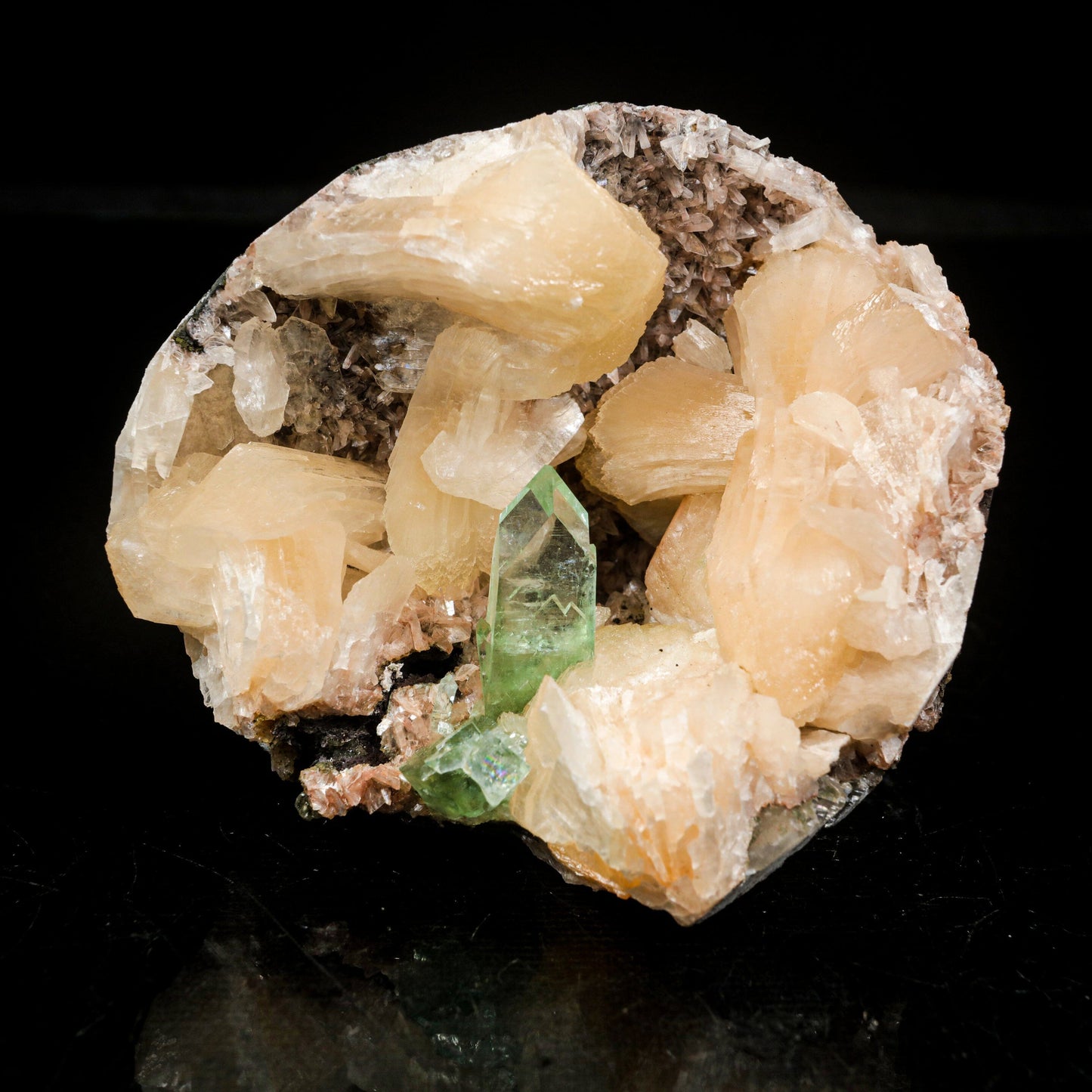 Green Apophyllite With Stilbite Natural Mineral Specimen # B 7057