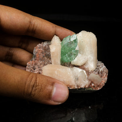 Green Apophyllite With Stilbite Natural Mineral Specimen # B 7064