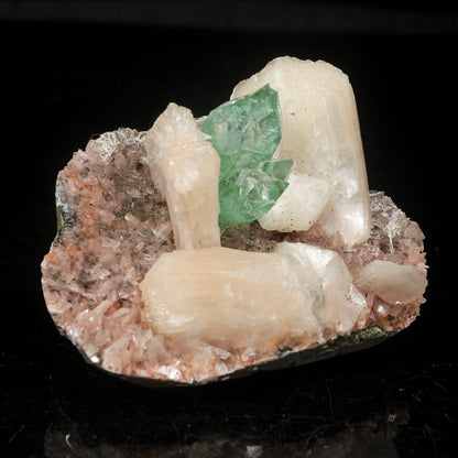 Green Apophyllite With Stilbite Natural Mineral Specimen # B 7064