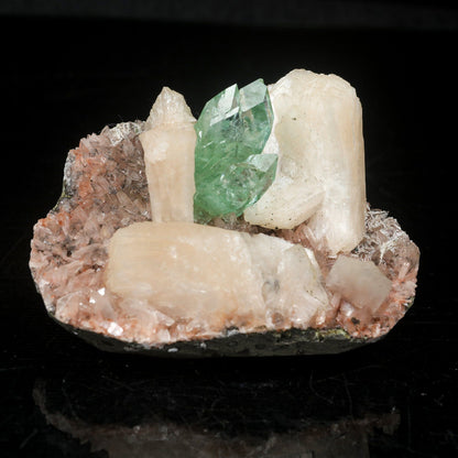 Green Apophyllite With Stilbite Natural Mineral Specimen # B 7064