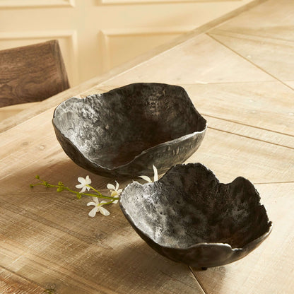 Hand-Sculpted Bronze Decorative Bowls (Set of 2)