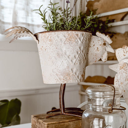 Indoor/Outdoor Distressed Hen Planter, Choose Your Style