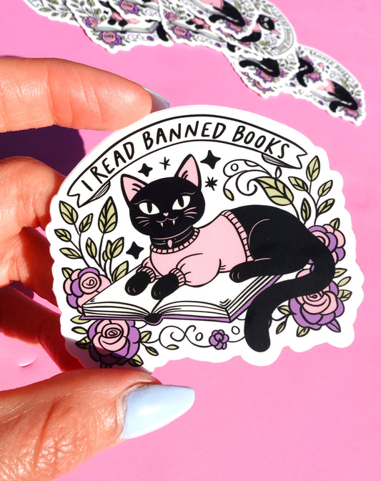 I Read Banned Books Sticker – Black Cat