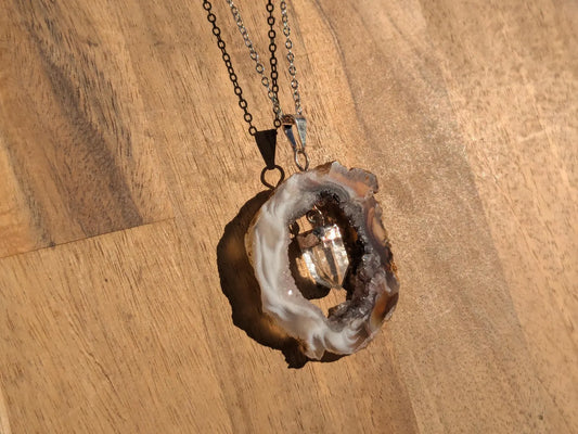 Agate Oco Geode Slice Pendant