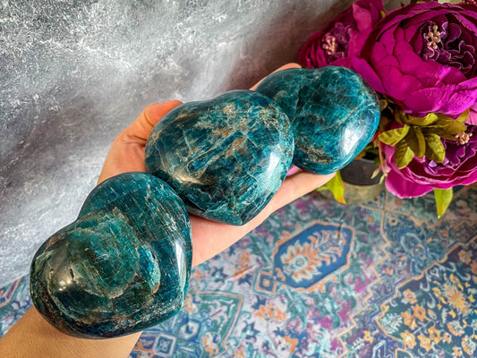 3"+ Blue Apatite Hearts