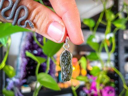 Moldavite Pendant – Authentic Tektite Crystal Necklace