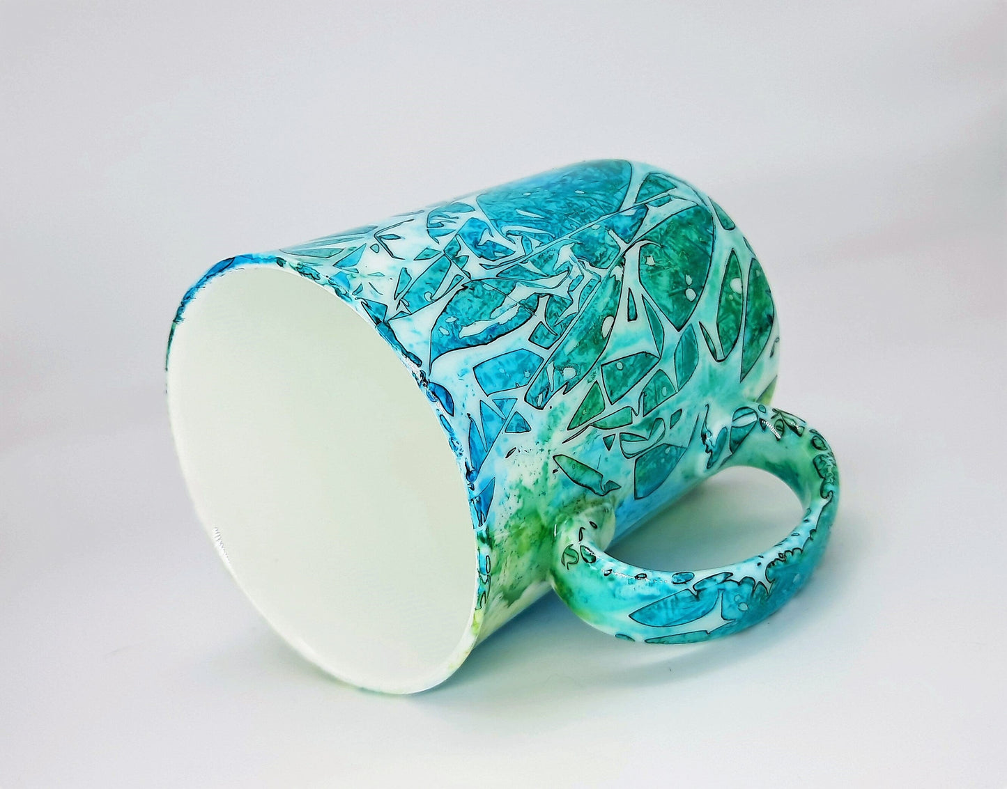 Blue & Green Abstract Alcohol Ink Coffee Mug