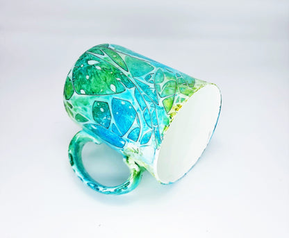 Blue & Green Abstract Alcohol Ink Coffee Mug