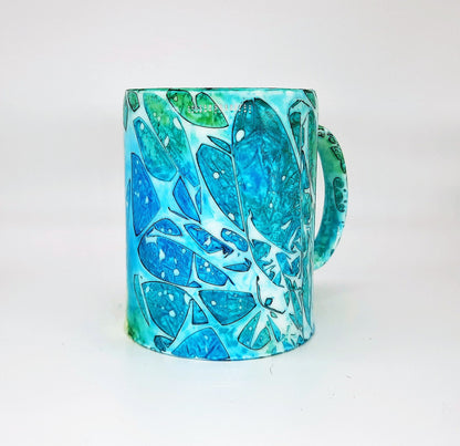 Blue & Green Abstract Alcohol Ink Coffee Mug