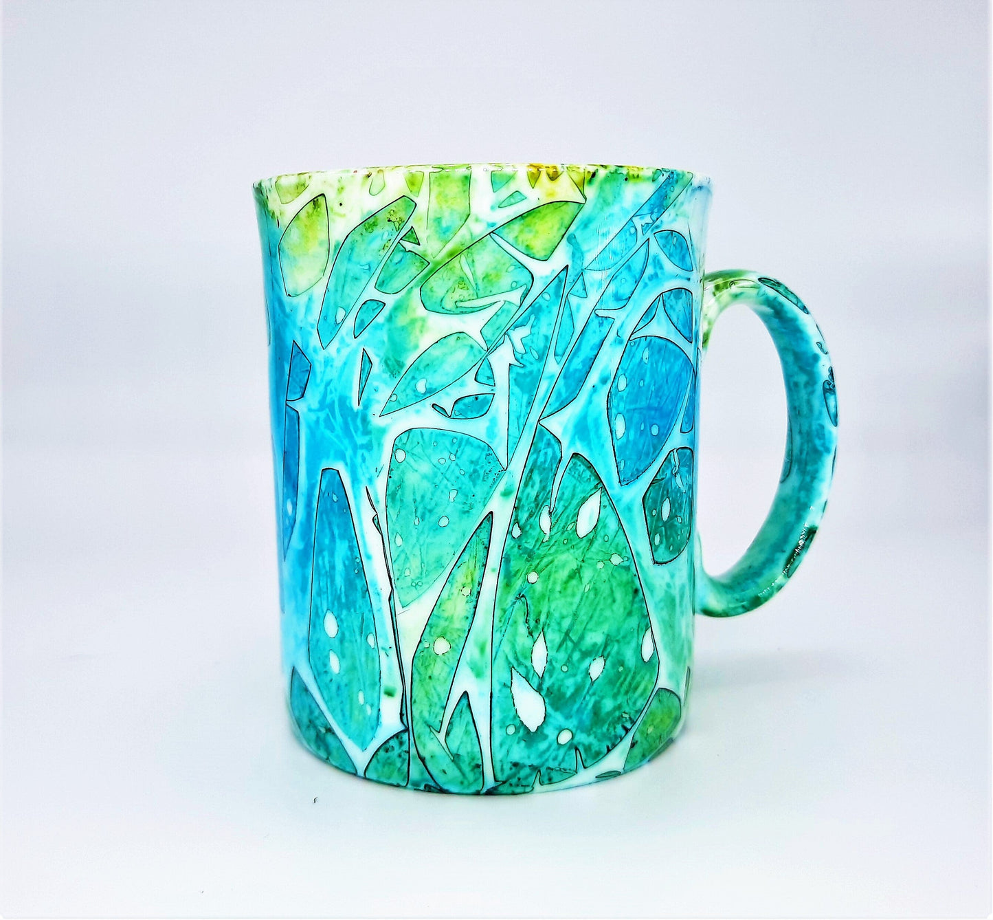 Blue & Green Abstract Alcohol Ink Coffee Mug
