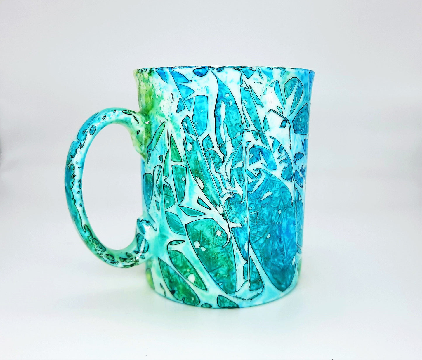Blue & Green Abstract Alcohol Ink Coffee Mug