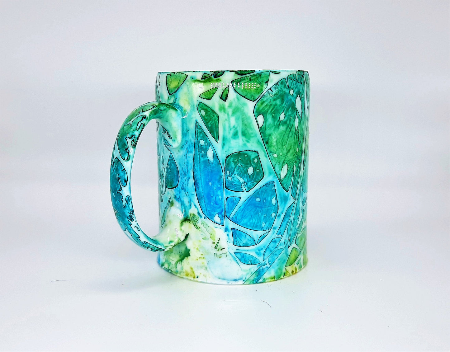 Blue & Green Abstract Alcohol Ink Coffee Mug