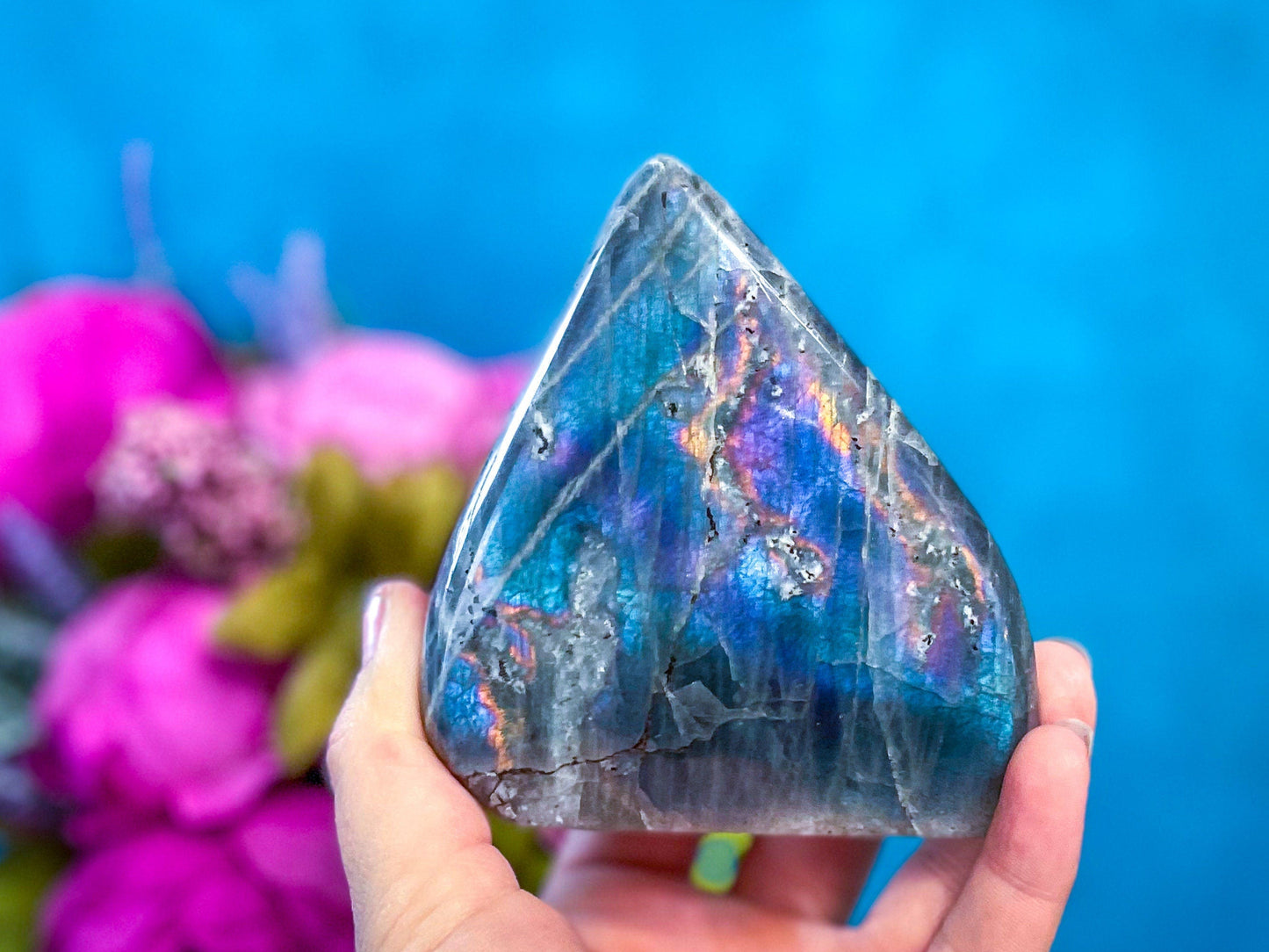 Purple Labradorite Crystal Freeform, Rainbow Labradorite, White Labradorite