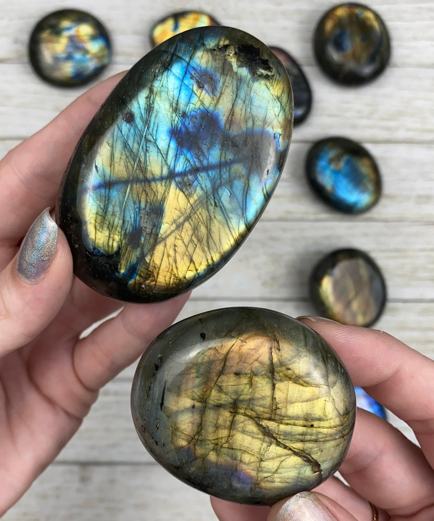 Flashy Labradorite Palm Stone
